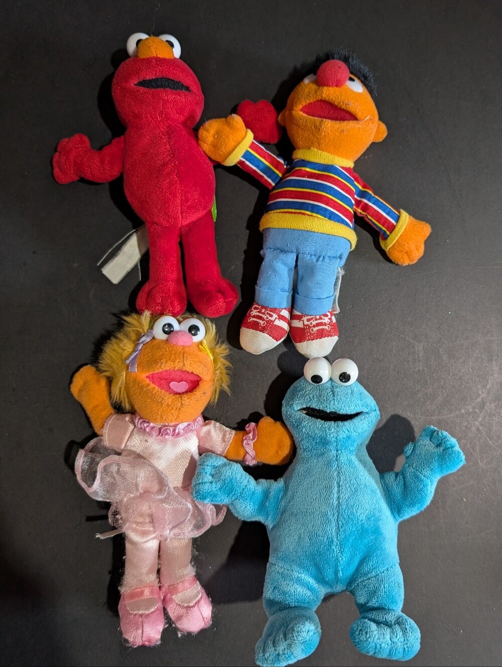 4 Sesame Street Plush Ernie Cookie Monster Elmo Zoe